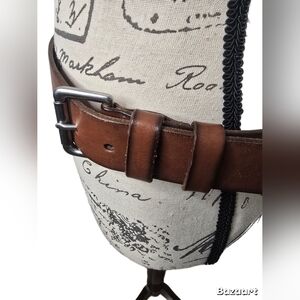 Polo Ralph Lauren Men's Logo Plaque Leather Roller Buckle Belt Brown